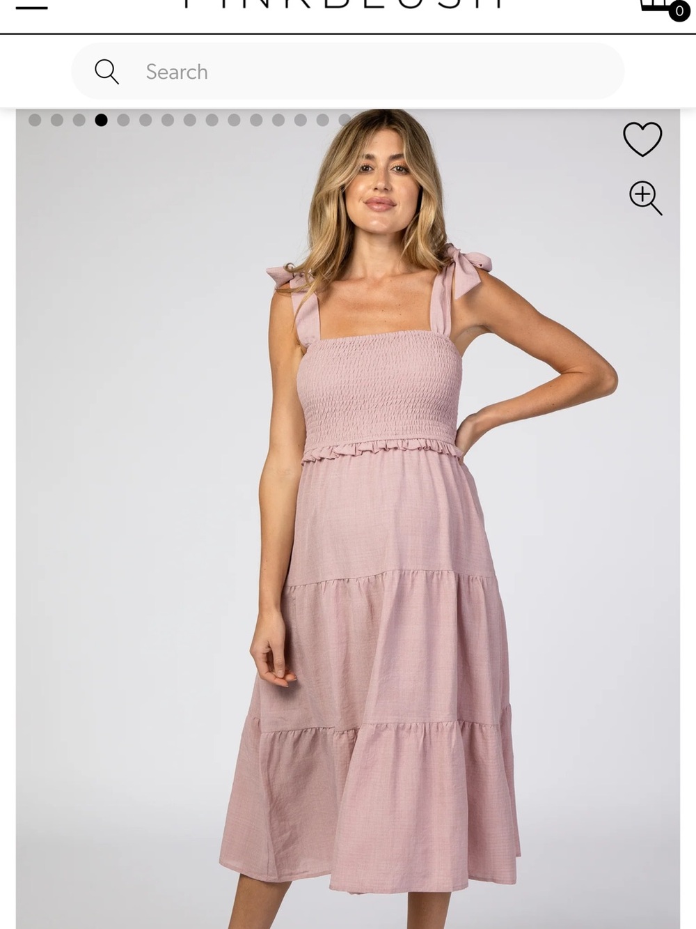 PINKBLUSH Mauve Bow Strap Tiered Maternity Midi Dress